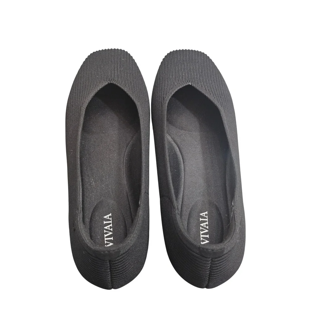 VIVAIA Black Knit Pointed Toe Flats Women's US 8 EU 39 Comfortable Quiet Luxury - Picture 5 of 6